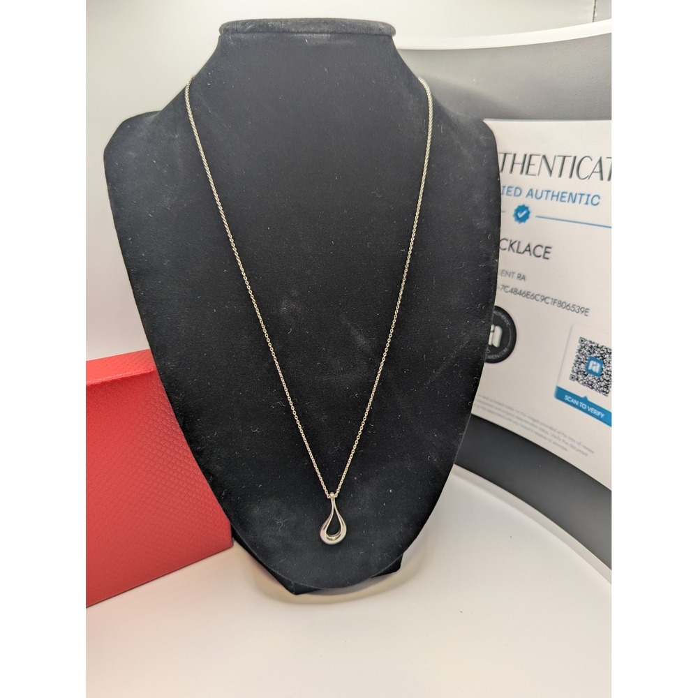 Tiffany & Co. Necklace Open Teardrop Pendant Sterling Silver 925 Peretti Box COA